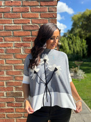 Charcoal Applique Floral Knit Tanya