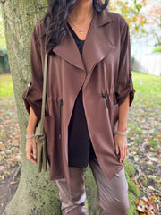 Chocolate Tie Waist Jacket Charlotte