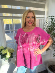 Pink Brushed Floral Print Top Alexis