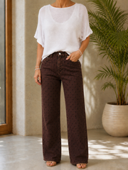 Chocolate Polka Dot Wide Leg Jeans