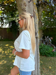 White Embroidered Panel Top Tiffany