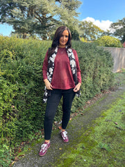 Wine Brushstrokes Shimmer Sweat Top Natalia