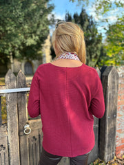 Wine Ribbed Knit Scarf Two Piece Jo