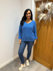 Blue V Neck Knit Hallie