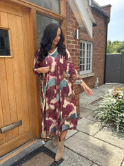 Wine Watercolour Shimmer Cardigan Freya