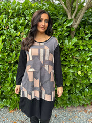 Black Abstract Pattern Dress Clara