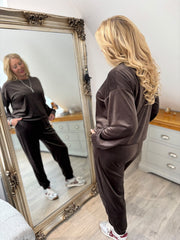 Chocolate Velour Leisure Set Amelia