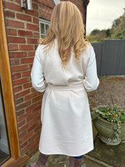 Antique Cream Sleeveless Faux Fur Trim Coat Alexis