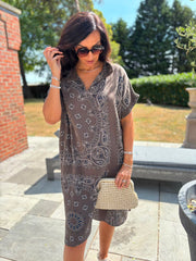 Chocolate Bubble Cotton Paisley Shirt Dress Jane
