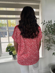 Red Leopard Lace Detail Top Haisley