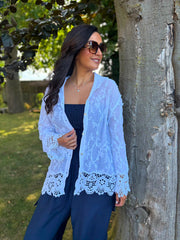 White Textured Lace Hem Shirt Dina