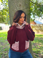 Wine Zip Collar Knit Eliza