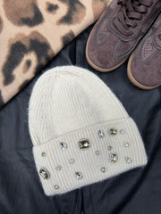 Stone Gem Detail Beanie Hat