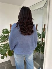 Denim Knitted Wrap Jumper Nell