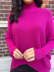 Lipstick Ribbed Dip Hem Jumper Vicky