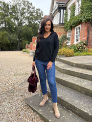 Black Open Collar Jumper Rhea