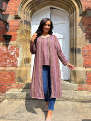 Wine Pattern Stripe Shimmer Cardigan Freya