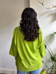 Lime Distressed Floral Top Danica