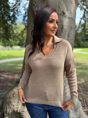 Mocha Open Collar Jumper Rhea