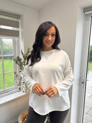 Winter White Button Detail Sweatshirt April