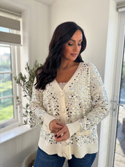 Antique Cream Sequin Sparkle Cardi Gemma