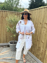 Chocolate Coral Print Longline Shirt Kelly
