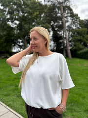 Winter White Drawstring Hem Top Judy