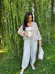 Mocha Abstract Leaf Blouse Hailey