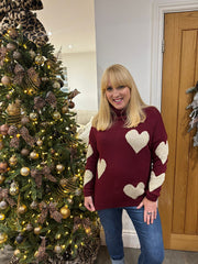 Wine Heart Roll Neck Jumper Emmie