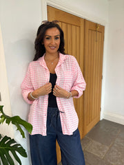 Pink Gingham Checked Shirt Zaria