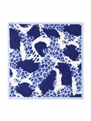 Denim Brushed Leopard Satin Style Scarf