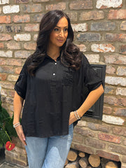 Black Lace Pattern Blouse Angela