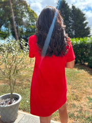 Red Collared Towelling Dress Natasha