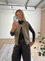 Mocha Boucle Button Waistcoat Rachel