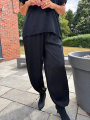 Black Shimmer Cuffed Trousers Aubrey