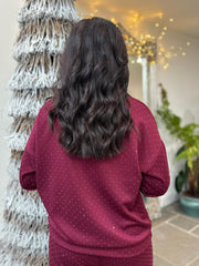 Wine Diamante Sweat Top Nina