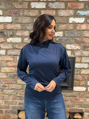 Navy Button Detail Roll Neck Eliza