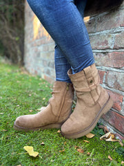 Mocha Chunky Ruched Boots
