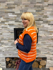 Orange Stripe Knitted Waistcoat Emily