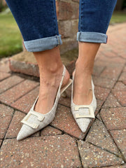 Stone Textured Kitten Heel Shoes