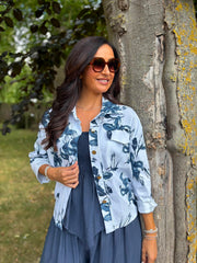 White Flower Print Jacket Saffy