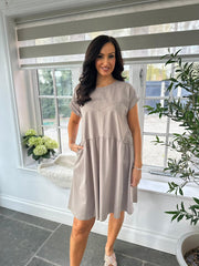Mocha Smock T-Shirt Dress Hazel