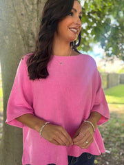 Candy Pink Reverse Seam Round Neck Diana