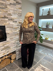 Natural Soft Leopard Ruched Side Top Drew