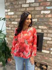 Red Floral Top Anais