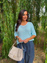 Aqua Chevron Knit Anabelle