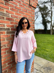 Pink Boho Daisy Bubble Cotton Top Skye