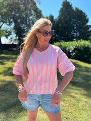 Stone Puff Sleeve Striped Top Erin