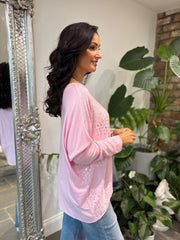 Pink Foil Hearts Knit Denise