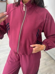 Wine Stripe Zip Jacket Roxy